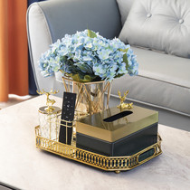 Decorative living room tissue box light luxury Nordic coffee table household napkin paper box desktop storage paper box leather ornaments