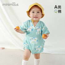 Baby jumpsuit summer thin cotton gauze short sleeve spring and summer baby Summer clothes monk clothes climbing clothes air-conditioning clothes