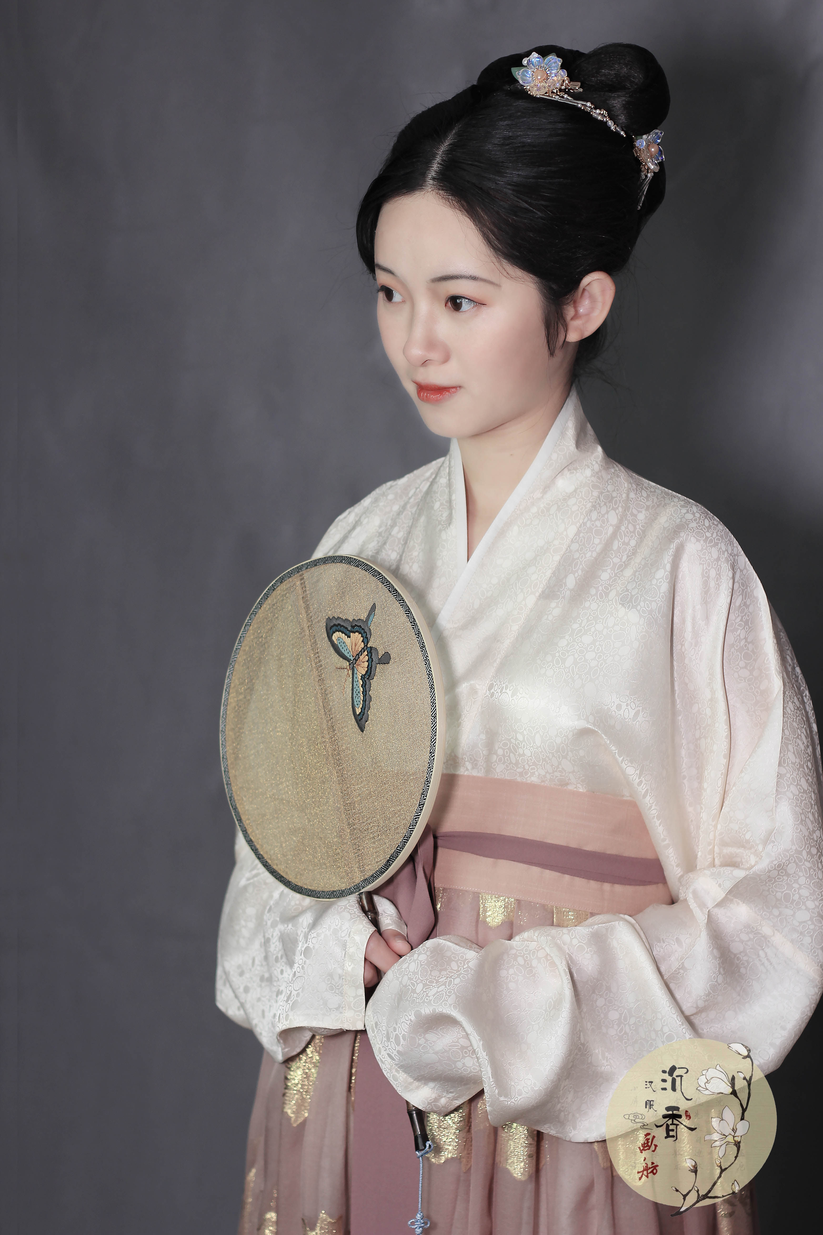 【罗敷】真丝暗纹提花 宋 合领衫 两件套 汉族传统服饰