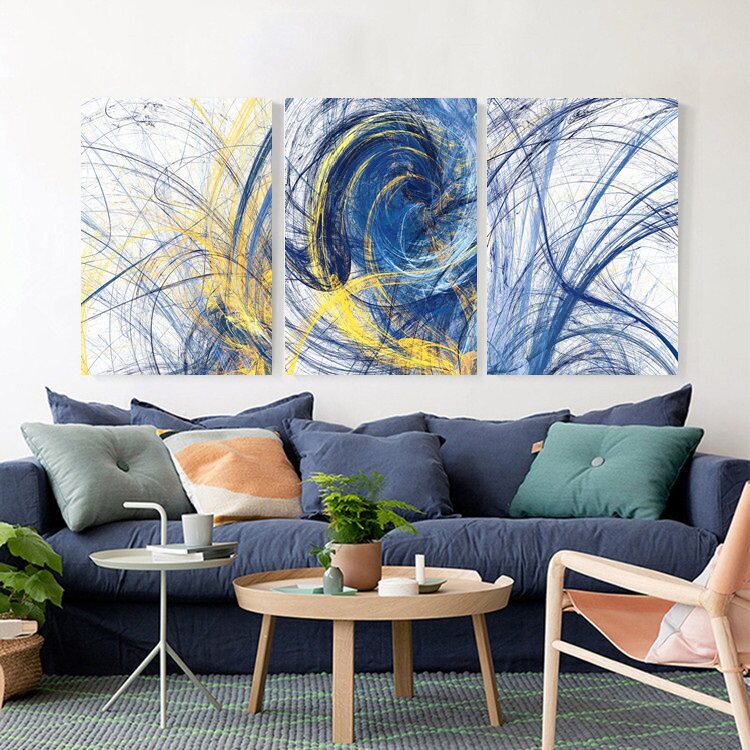 抽象泼墨装饰画现代客厅沙发背景挂画艺术三联画餐厅书房墙画壁画