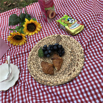 ins handmade water hyacinth straw mat rattan braid round table mat picnic