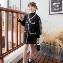 Girls small fragrant style dress two-piece vest dress childrens autumn girl Spring and Autumn style autumn dress