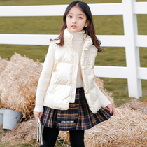 Childrens down Machia Year autumn Winter New Yangqi girls student vest CUHK Tong pure color light and thin kampung shoulder outside