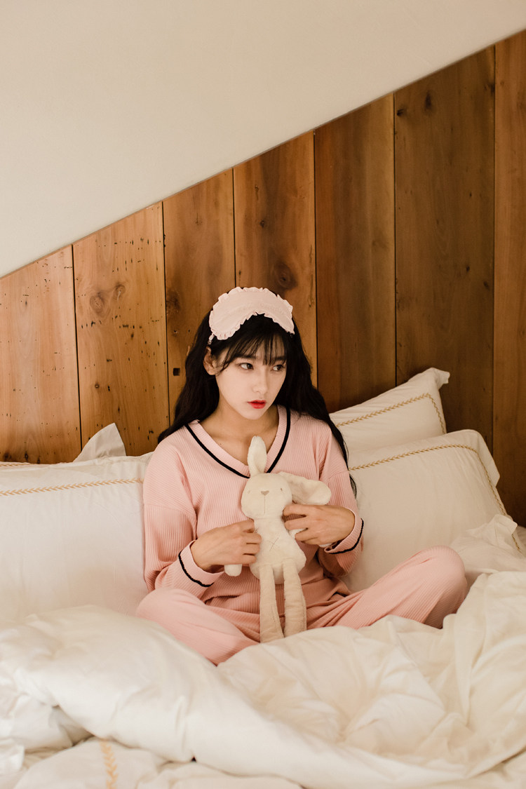 实拍睡衣女士秋冬季长袖纯棉韩版可爱甜美清新学生套装休闲家居服