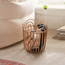 Nordic ins new Rattan woven bamboo woven pure handmade dirty clothes newspaper storage basket home bedroom living room homestay