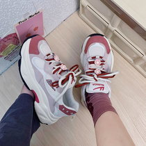 Back Force Cherry Blossom Pink Old Daddy Shoes Women 2022 New Retro Small Crowd Design Shoes Tide Ins Thick Bottom Sneakers