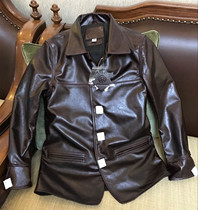 Poisoned Back Adjustable Waist Brand Japanese Modified Edition Gatekeeper Crazy Horse Leather Leather Coat Men in Two Colors