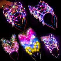 New colorful luminous plush cat ear headgear headgear flashing lights night market stall Temple Fair hot sale toys