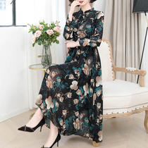 Chiffon dress women autumn and winter 2019 new autumn long sleeve waist slim temperament floral long skirt