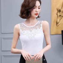 Spring and summer 2019 new sleeveless outer wear knitted camisole womens loose short lace bottoming shirt sexy inside