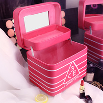 Large cosmetic bag 3CE double layer storage bag Womens portable folding high-grade makeup box professional large capacity wash bag