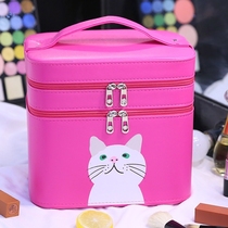 Cartoon bear makeup bag large capacity girl heart cute female portable large double layer storage box product suitcase