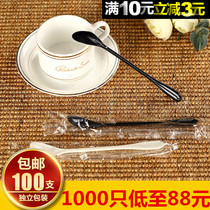 Disposable coffee mixing stick Coffee spoon long handle plastic spoon Milk tea beverage mixing spoon Independent 100 pcs