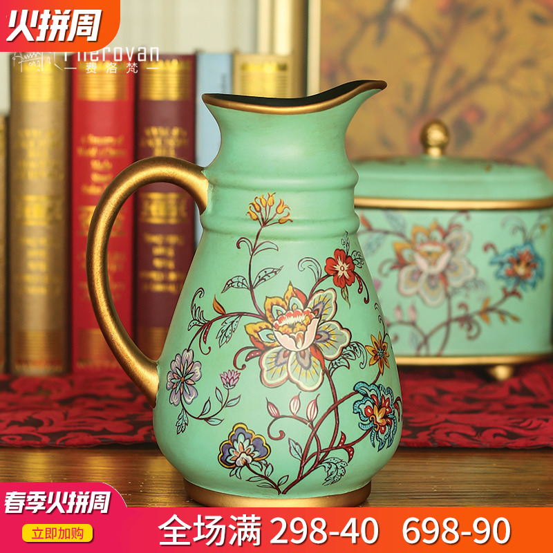 American ceramic vase furnishing articles sitting room flower arrangement dining - room of Europe type creative club dried flower decoration vase furnishing articles