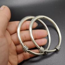 Ancient Play Antique Old Silverware Old Silver Smith Foot Silver Jewelry Silver Bracelet Handmade Round Bar Bracelet Transit Bracelet Children