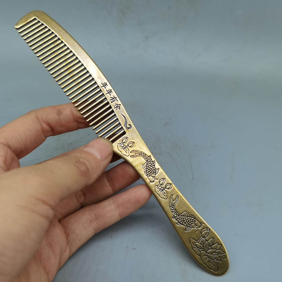 Special Price Boutique Handmade Pure Brass Comb Improves Dandruff Health Hair Comb Pure Copper Antistatic beauty Hair Specialty Comb-Taobao