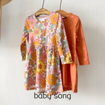 Export Australia cot2-10 year old girl Bao Chunqiu new retro big flower round point pure cotton long sleeve dress dress