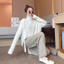 women's turtleneck sweater autumn 2022 new design women's gentle breeze loose outer wear white knitwear