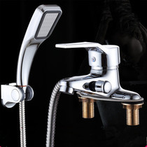 Copper sheet with double-hole surface basin tap with shower shower head and hot water double with bathroom washbasin tap