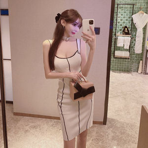 New Hong Kong style color matching sexy suspender skirt