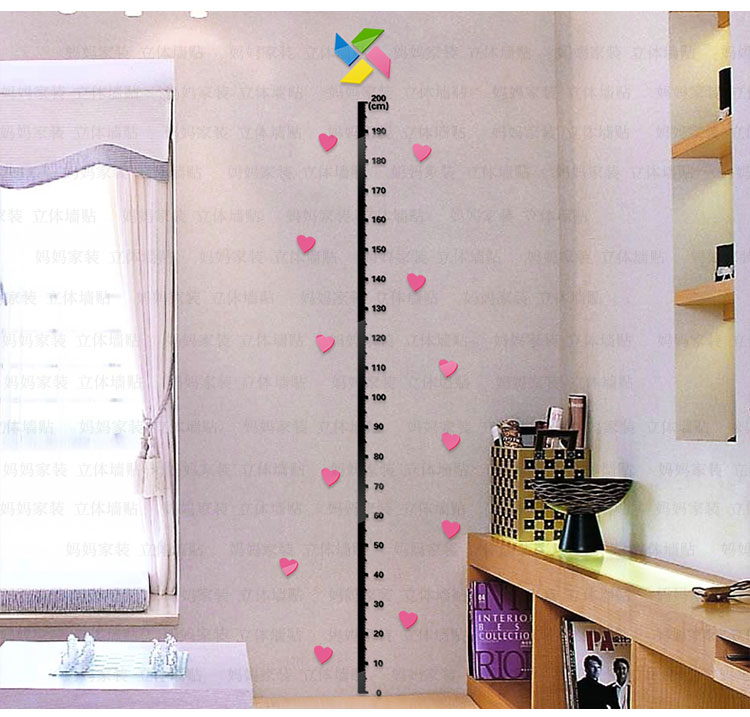 卡通儿童身高贴纸3d亚克力立体墙贴儿童房卧