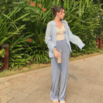 Wine afternoon wide leg pants womens high waist drape feel 2020 spring new fashion foreign style loose comfortable casual pants