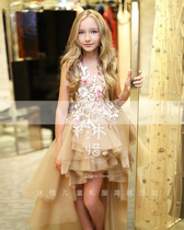 Childrens dress girl princess porkuff champagne gold sleeveless drag dress host performing dress
