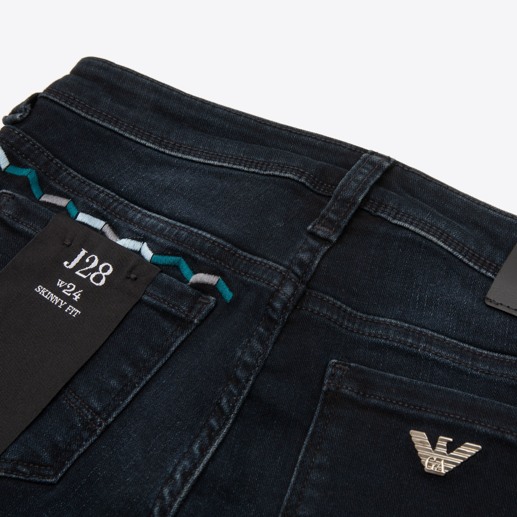 现货emporio armani ea阿玛尼新品logo标刺绣女士长裤休闲牛仔裤