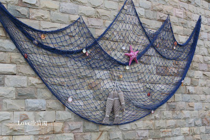 玄关走廊海洋风格渔网装饰网 酒吧墙面背景电视墙壁饰品鱼网挂件_7折