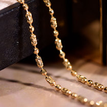 Wing | Gilt sand shadow 18K gold necklace carving golden flower chain extreme shine can not be surpassed