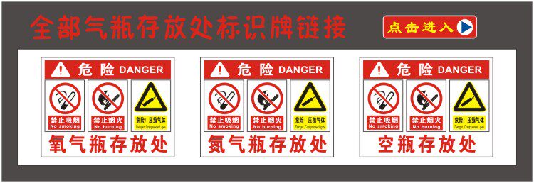 二氧化碳气瓶存放处标识牌气瓶区标志牌压缩气体安全警示消防标牌