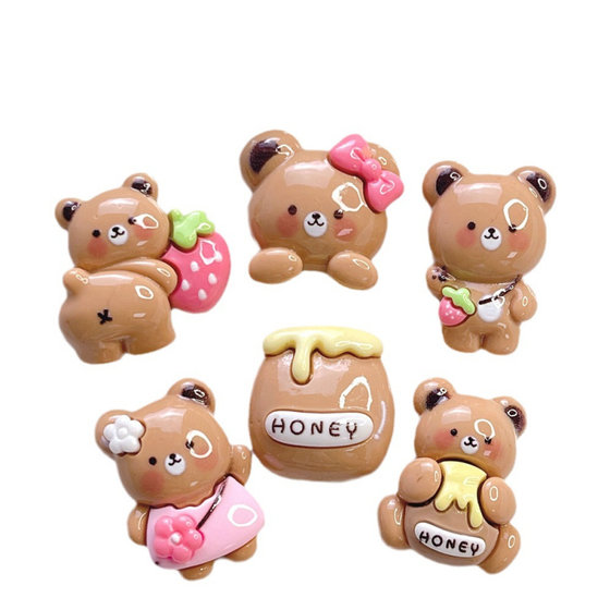글로시 꽃 곰 수지 액세서리 크림 DIY 모바일 케이스 헤드 로프 헤어 클립 글로시 꽃 곰 수지 액세서리 크림 DIY 모바일 케이스 헤드 로프 헤어 클립