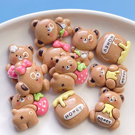 글로시 꽃 곰 수지 액세서리 크림 DIY 모바일 케이스 헤드 로프 헤어 클립 글로시 꽃 곰 수지 액세서리 크림 DIY 모바일 케이스 헤드 로프 헤어 클립