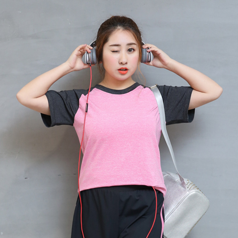 胖妹妹大码夏装女胖mm新款宽松显瘦时尚运动户外休闲圆领短袖t恤