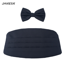 High-end business formal dress party banquet tide version solid color adult men and women black waist seal bow tie belt