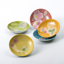 Hefeng Flower Beauty thick burning handmade Ceramic small saucer seasoning dish 5 pieces set Japan imported Ceramic blue spot