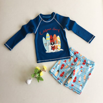 Export long-sleeved childrens swimsuit Boys swimming trunks split sunscreen warm thickened quick-drying childrens hot spring bathing suit