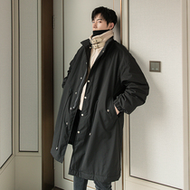 (Spot quick hair) winter mens loose long Lamb hair fake two cotton jacket mens Korean version
