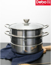 Debo deplatinum high quality stainless steel steamer 2 layer steamer 28cm steamer steamed buns Steamed buns Steamed buns universal pot soup pot