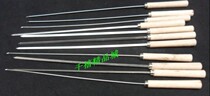 Quality wood handle Stainless Steel Barbecue Sign Flat Barbecue Needle All Steel Steel Chisel Meat Bunch of Meat Skewer Sign