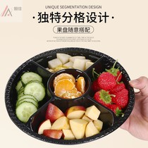 Disposable fruit cut box square covered grid transparent plastic crisper fruit fishing salad bowl takeaway packaging