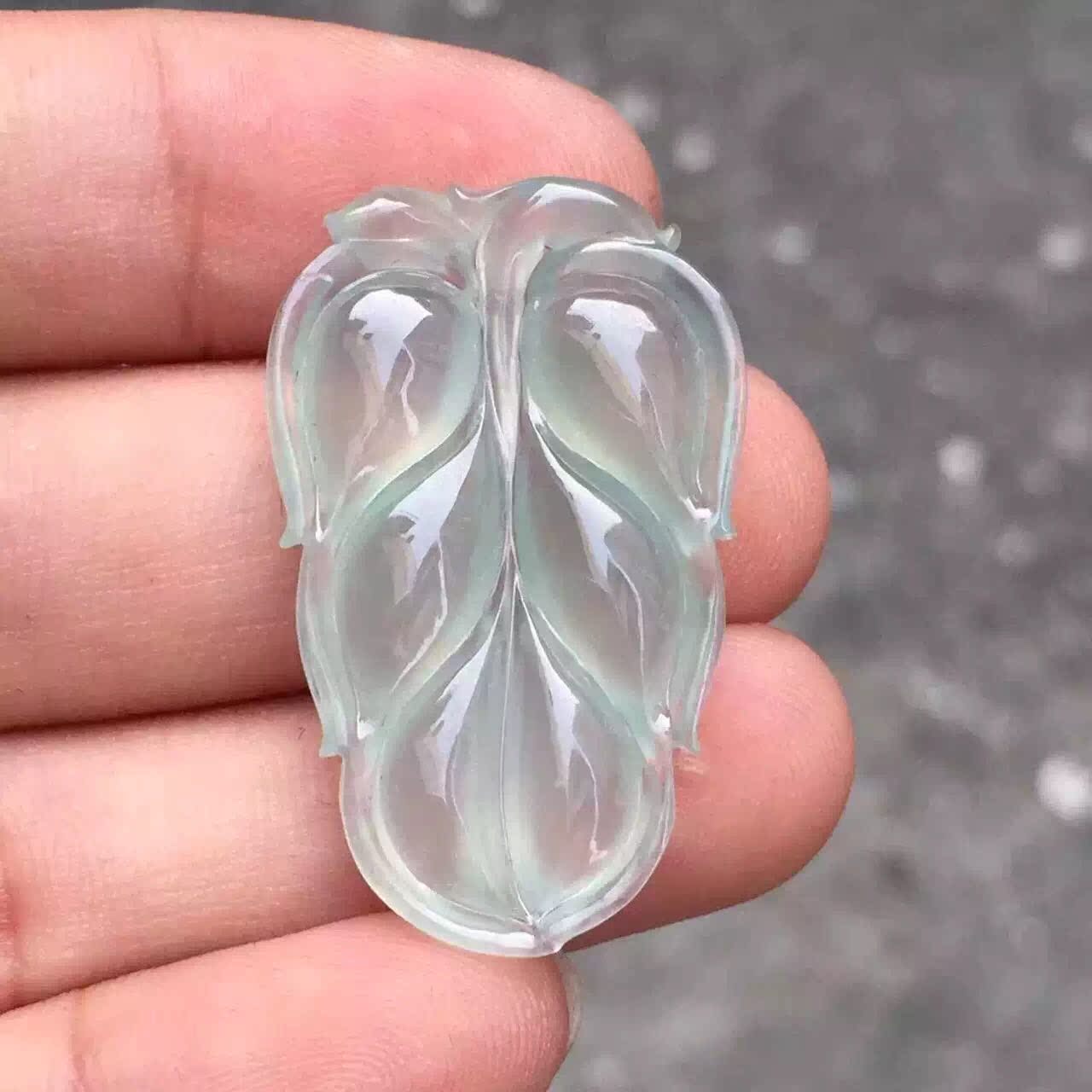 缅甸天然翡翠叶子吊坠 可镶嵌正品a货饱满起光 玉坠玉石送证女款