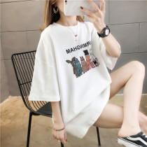 Pregnant woman t-shirt woman short sleeve pure cotton blouse summer medium long paragraph big code loose fashion style pregnancy compassionate pregnant woman summer dress