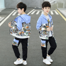 Childrens clothing Boys spring suit Western style cardigan two-piece set Casual childrens sportswear spring style middle child big child handsome