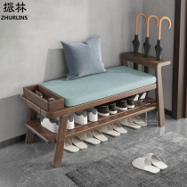 Black Walnuts Full Solid Wood Change Shoes Stool Log Shoe Cabinet Home Doorway Light Lavish Shoe Rack In the door can be sat on the shoe stool