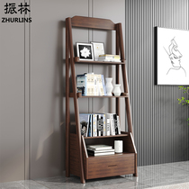 Full Solid Wood Headboard Shelve Shelve Home American Modern Minimalist Bookcase Bookshelf Combined Nordic Trapezoidal Flower Shelf