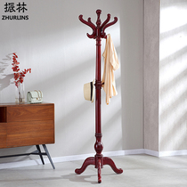 Full solid wood clothes hat rack home floor bedroom upright living-room office wood clothes rack Chinese hung hanger
