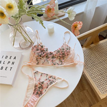 Alice Dreamscape ~ Embroidered Flowers Lace Mesh Yarn Lingerie Woman Ultra Slim No Steel Ring Comfort Bra Suit Method