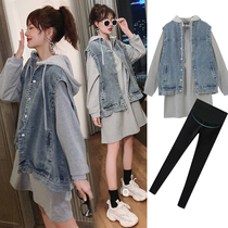 Pregnant women Spring suit fashion New Year clothes denim coat tide mother personality maternity dress spring and autumn dress
