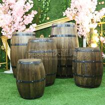 Wooden beer barrel barrel KTV decoration oak barrel wine barrel wedding welcome area decoration wedding props